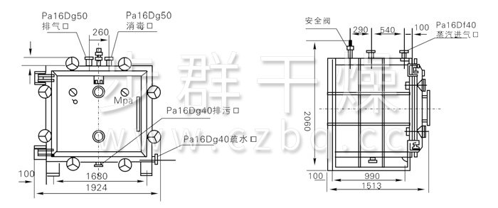 方形靜態真空干燥機結構示意圖